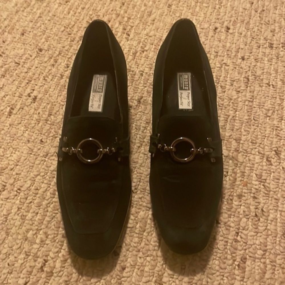 Black suede loafer
